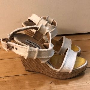 Steve Madden White Wedge Espadrilles